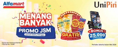 Menang Banyak di Promo JSM Alfamart! Beli UniPin Voucher Bisa Dapat Gratis Minuman + Bonus 25.000 UniPin Credits